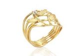 Anel Fio Aros, Flor com Galhos e Pedra Cristal Ref. 510092